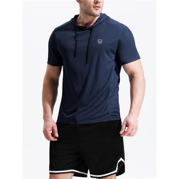 Men's Dry Fit Hooded Tank Top Muscle Workout Shirt Gym Running Sleeveless - Picture 2 of 7